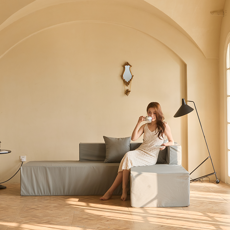 L-Shaped Single Traditional Foam Sofa